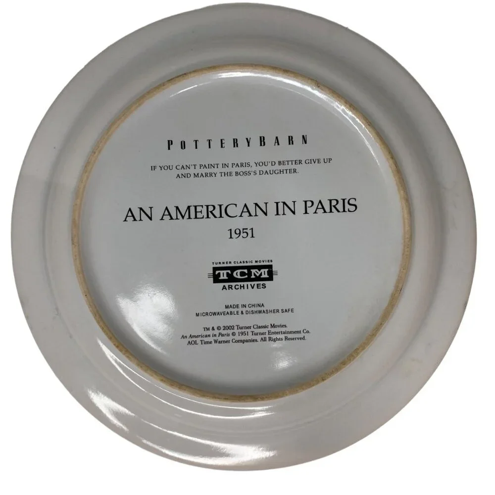 Pottery Barn 1951 American in Paris ceramic cocktail dessert plate TCM decorativ